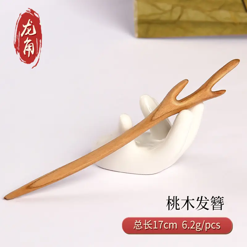 Peach Wood Hairpin for Women Antique High-End Accessories