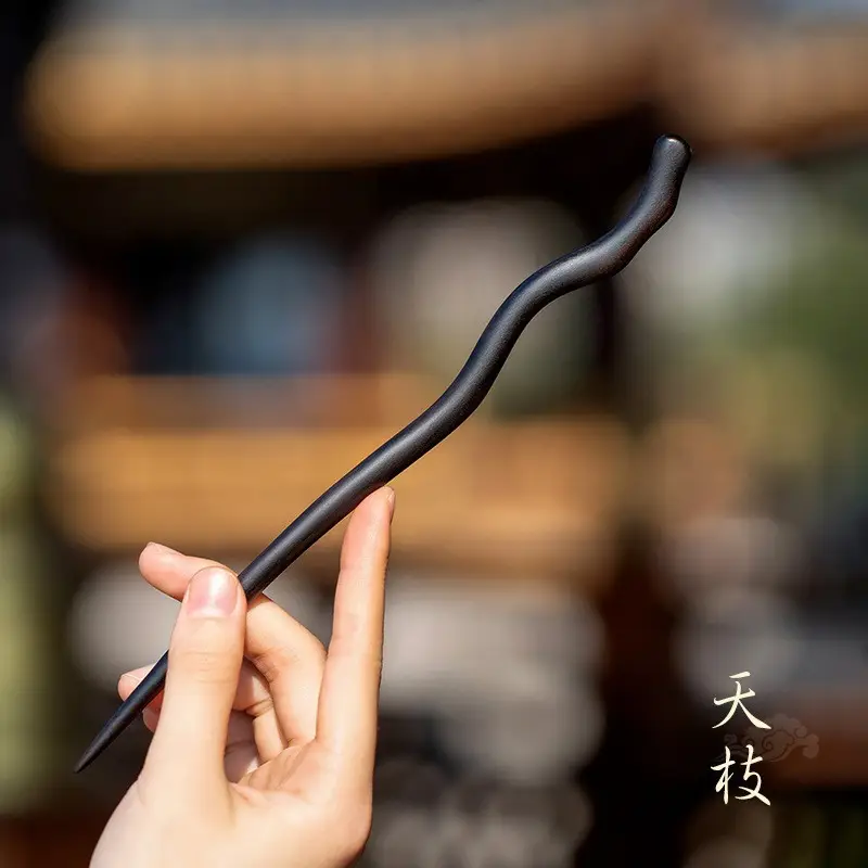 Peach Wood Hairpin for Women Antique High-End Accessories