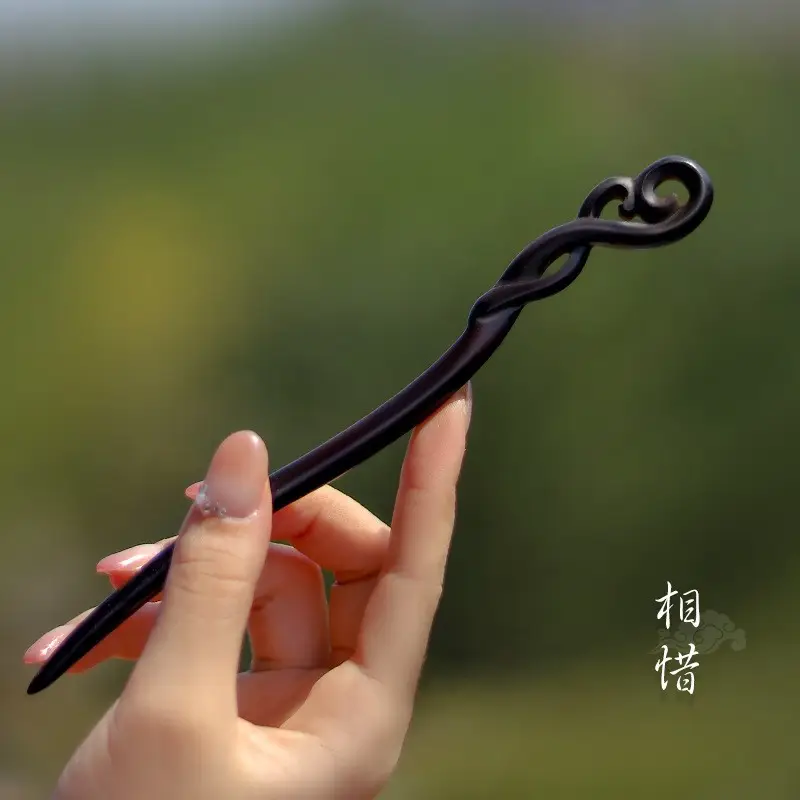 Peach Wood Hairpin for Women Antique High-End Accessories