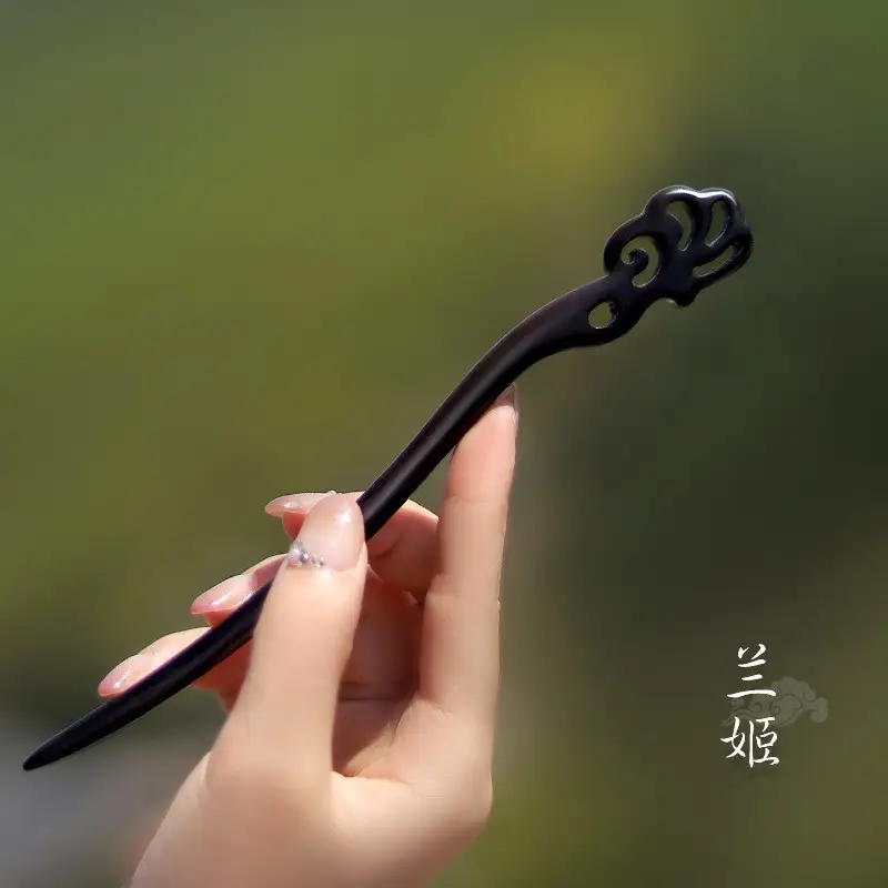 Peach Wood Hairpin for Women Antique High-End Accessories