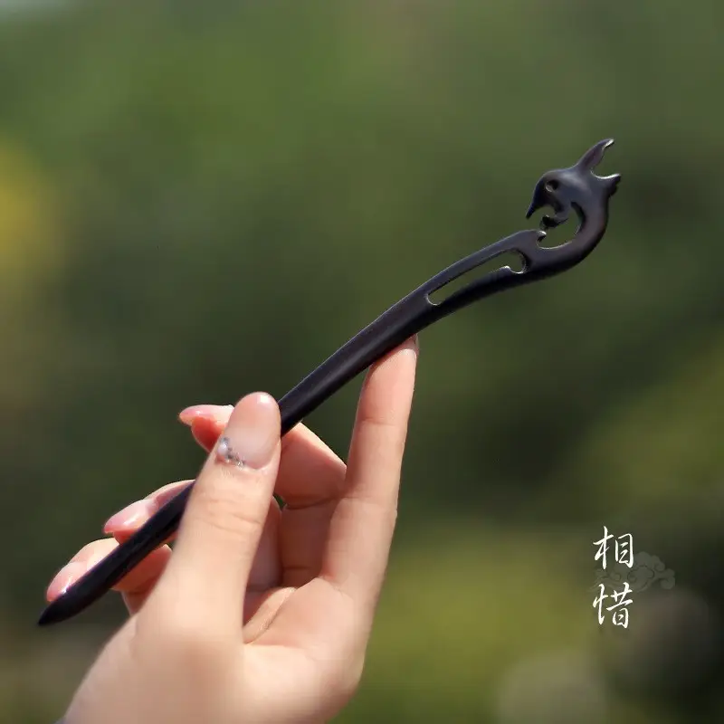 Peach Wood Hairpin for Women Antique High-End Accessories