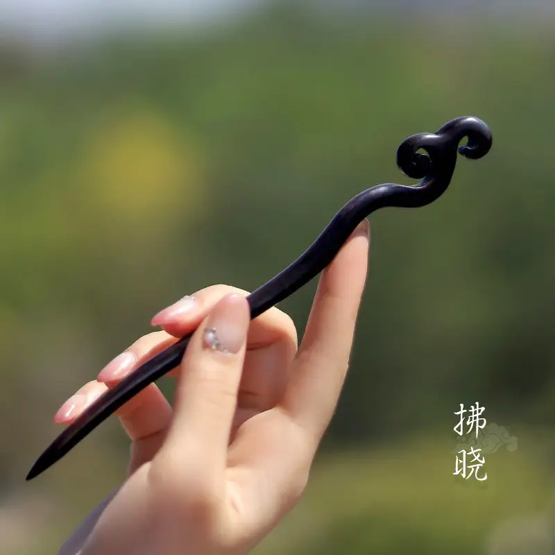 Peach Wood Hairpin for Women Antique High-End Accessories