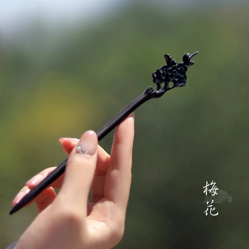 Peach Wood Hairpin for Women Antique High-End Accessories