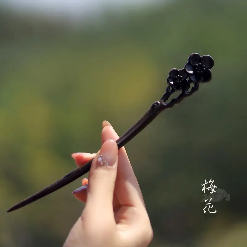 Peach Wood Hairpin for Women Antique High-End Accessories