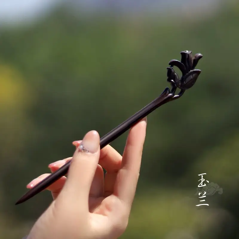 Peach Wood Hairpin for Women Antique High-End Accessories