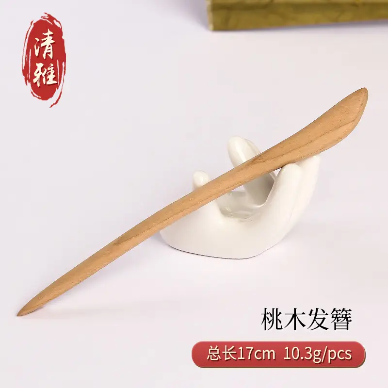 Peach Wood Hairpin for Women Antique High-End Accessories