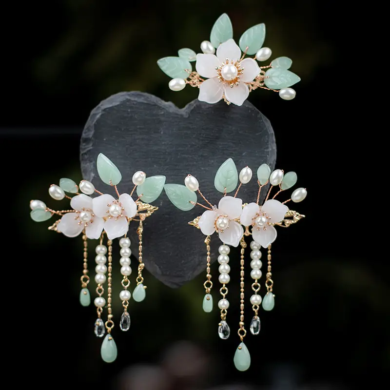 Ancient Style Hanfu Hairpins with Tassels & Crown Set - Image 5