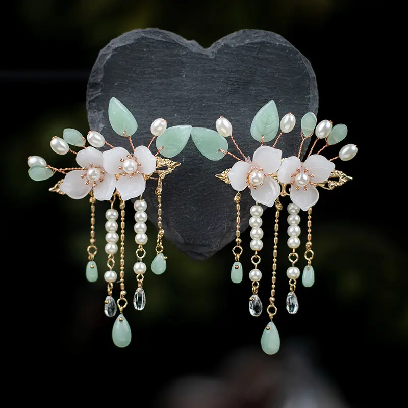 Ancient Style Hanfu Hairpins with Tassels & Crown Set - Image 6