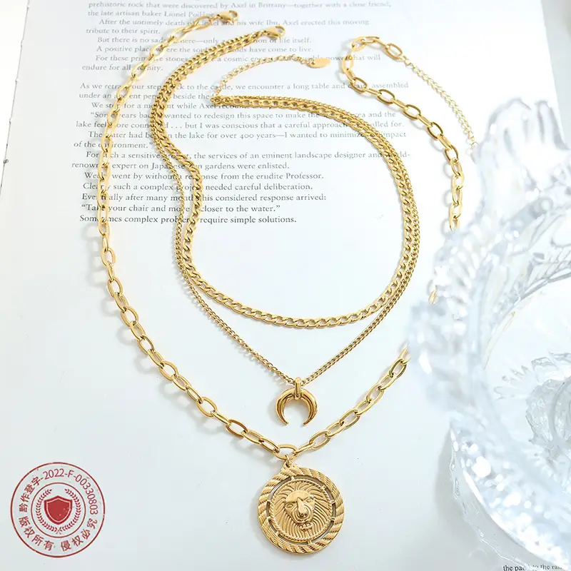 Gold Lion Head Pendant Necklace for Men Women - Image 5