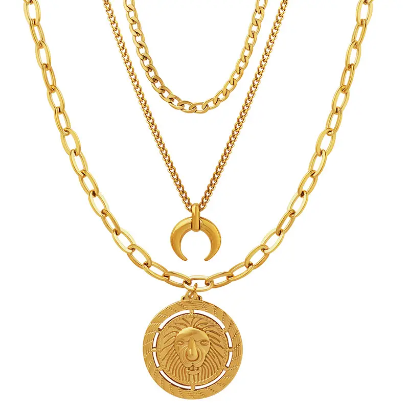 Gold Lion Head Pendant Necklace for Men Women - Image 7