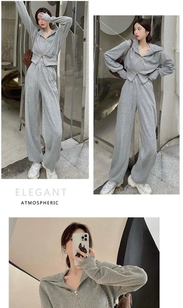 Women Pink Hooded Sweatshirt Set for Students — feature 18