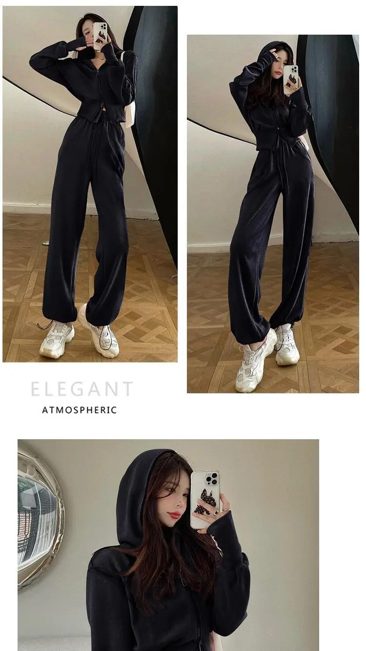 Women Pink Hooded Sweatshirt Set for Students — feature 24