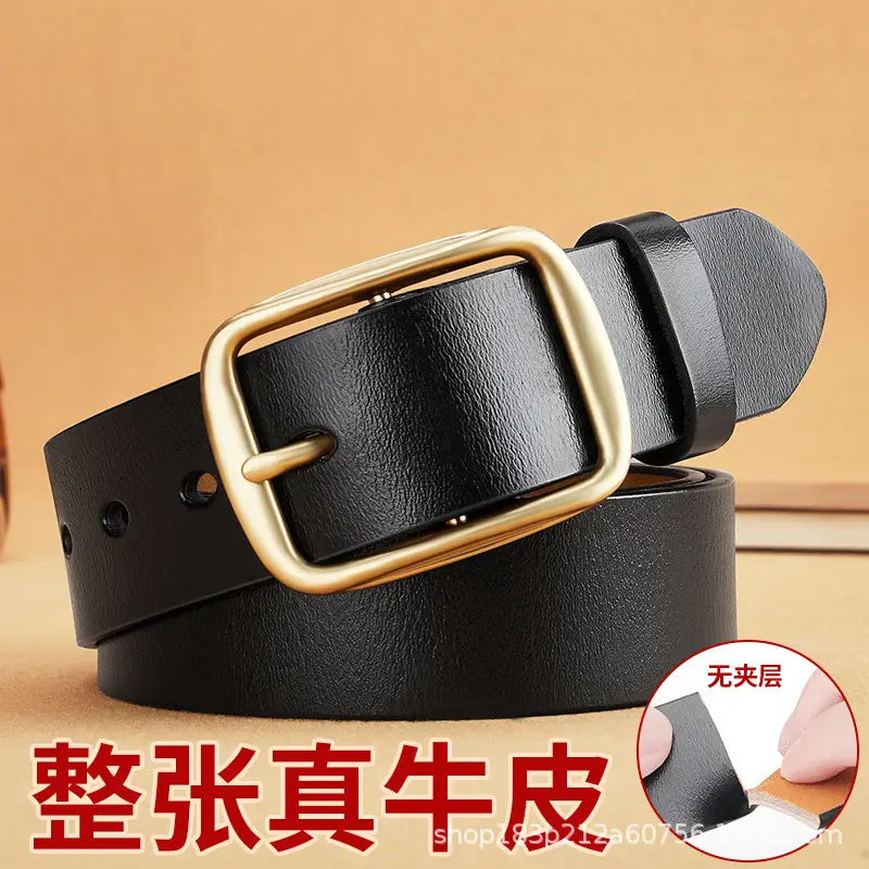 Men's Genuine Cowhide Gold Buckle Belt - Image 10