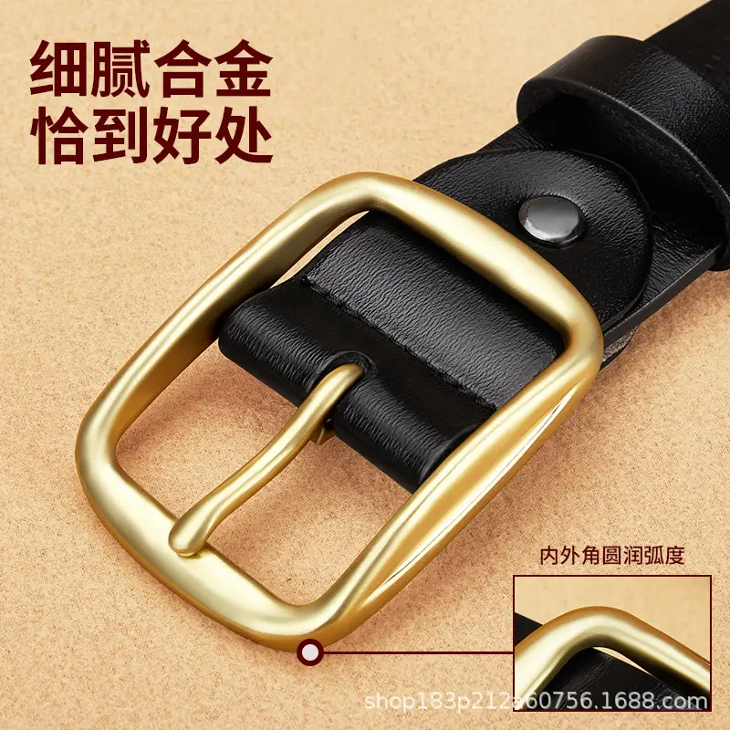 Men's Genuine Cowhide Gold Buckle Belt - Image 11