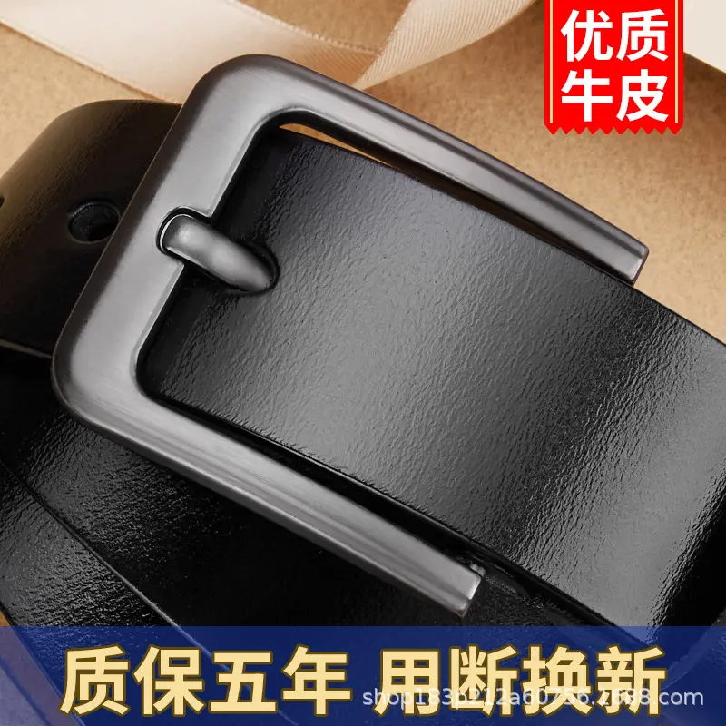 Men's Genuine Cowhide Gold Buckle Belt - Image 3
