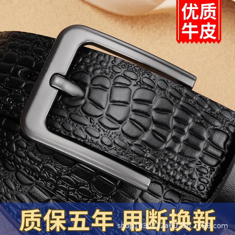 Men's Genuine Cowhide Gold Buckle Belt - Image 4