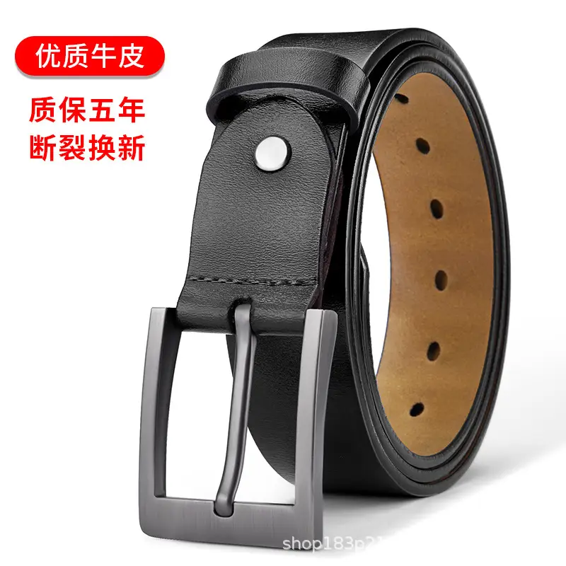 Men's Genuine Cowhide Gold Buckle Belt - Image 6