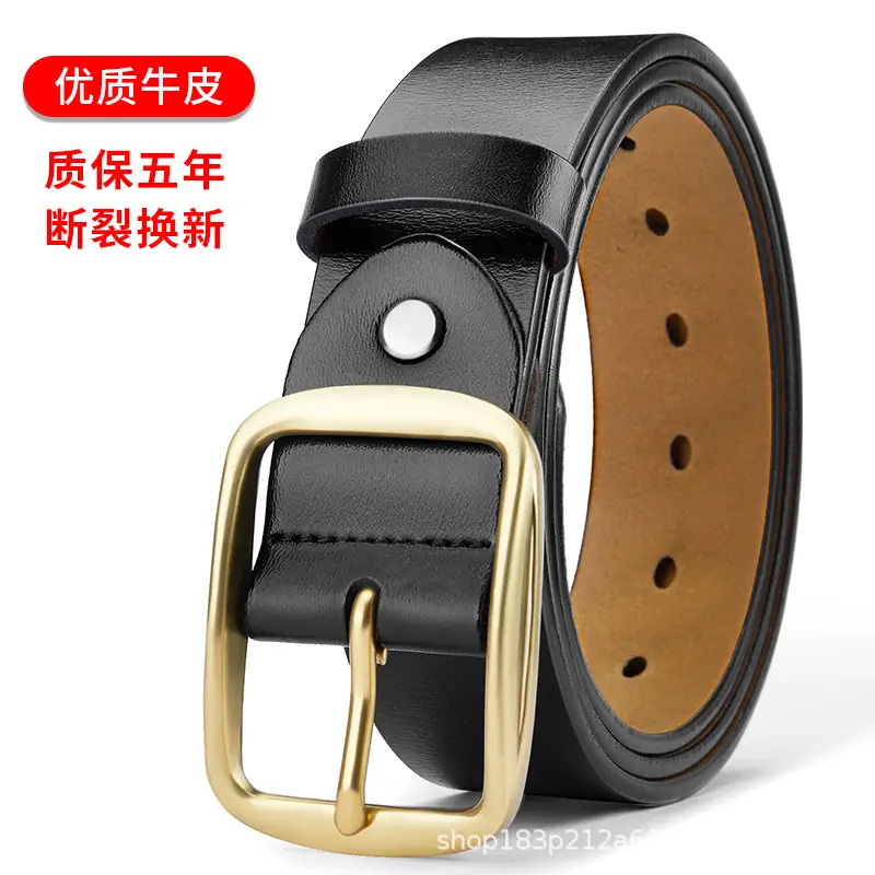 Men's Genuine Cowhide Gold Buckle Belt - Image 7