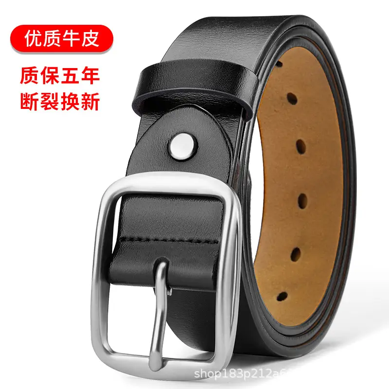 Men's Genuine Cowhide Gold Buckle Belt - Image 8