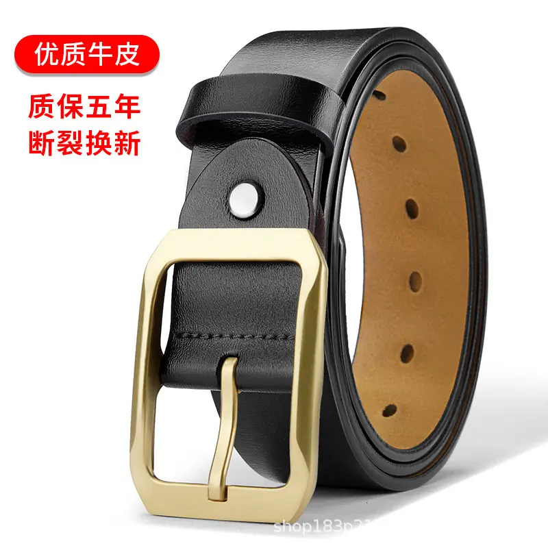 Men's Genuine Cowhide Gold Buckle Belt - Image 9