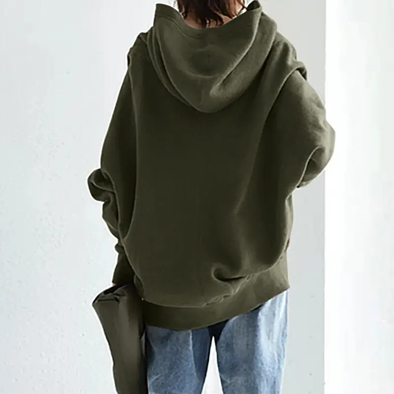 2023 New Women's Grey Hooded Sweatshirt Long Sleeve Zipper - Image 10