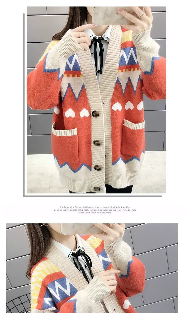 Women's Loose Knit Cardigan Jacket Light Blue White 2025 — feature 11