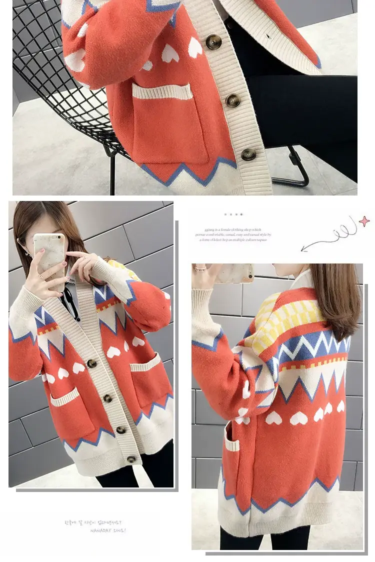 Women's Loose Knit Cardigan Jacket Light Blue White 2025 — feature 12