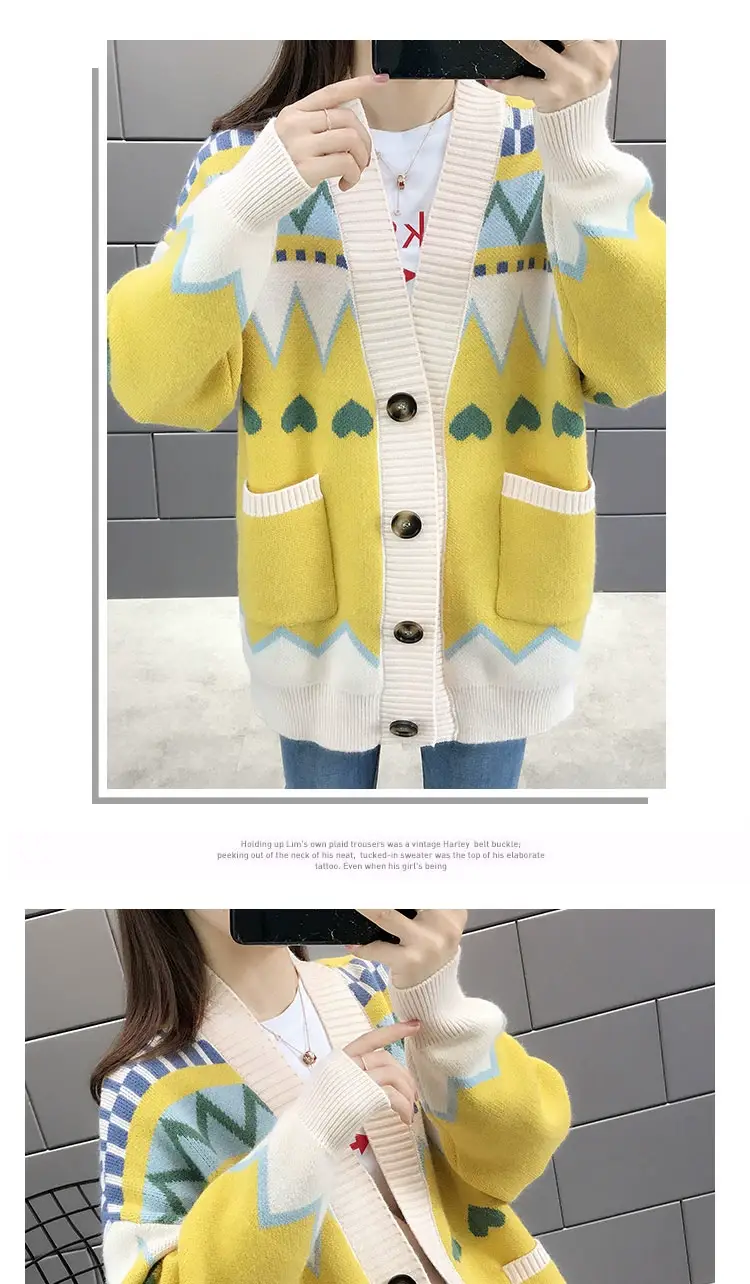Women's Loose Knit Cardigan Jacket Light Blue White 2025 — feature 9