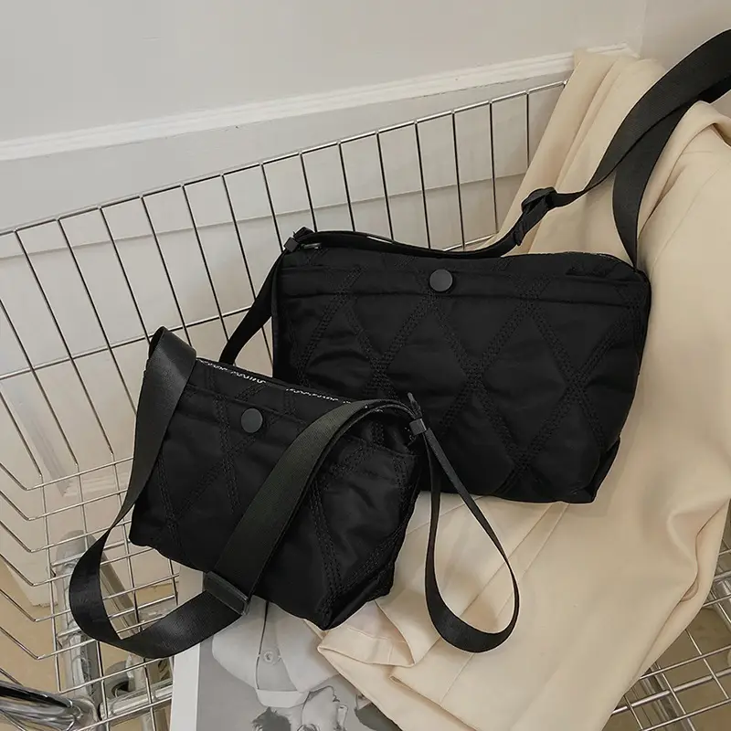 Oxford Cloth Crossbody Bag Black Small Women - Image 4