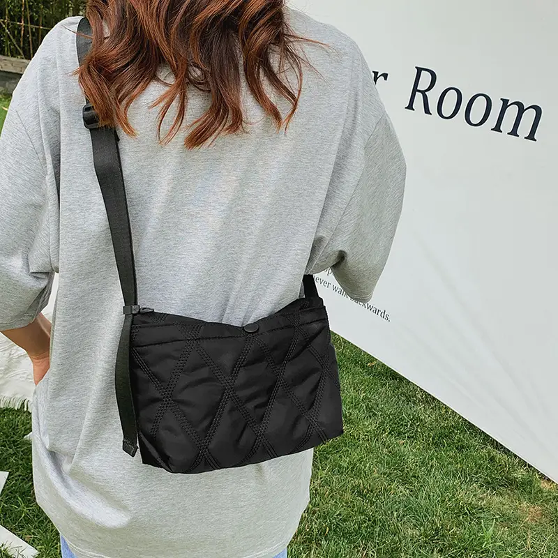Oxford Cloth Crossbody Bag Black Small Women - Image 6