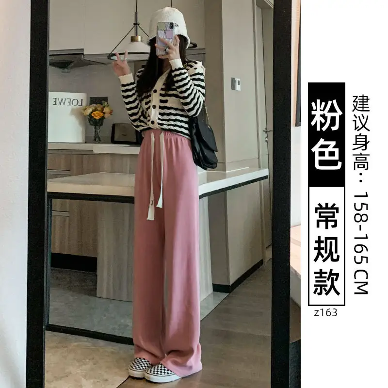 Chenille Fleece Lined Wide Leg Pants Women Winter Warm - Image 25