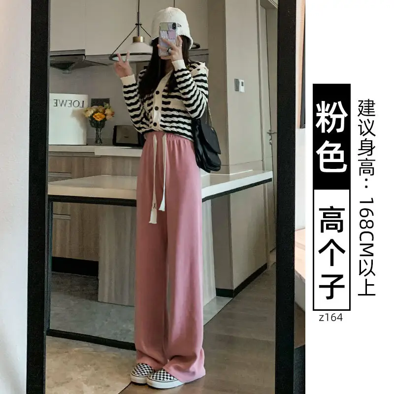 Chenille Fleece Lined Wide Leg Pants Women Winter Warm - Image 30