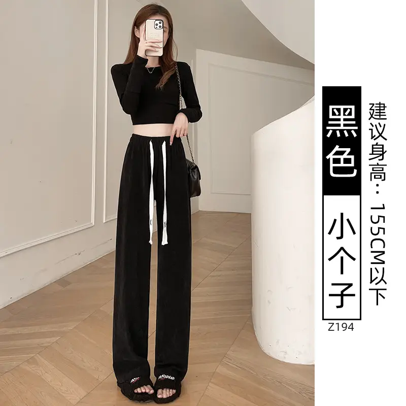 Chenille Fleece Lined Wide Leg Pants Women Winter Warm - Image 32