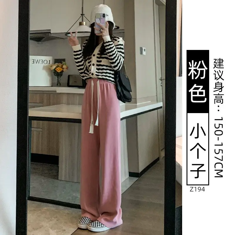 Chenille Fleece Lined Wide Leg Pants Women Winter Warm - Image 35
