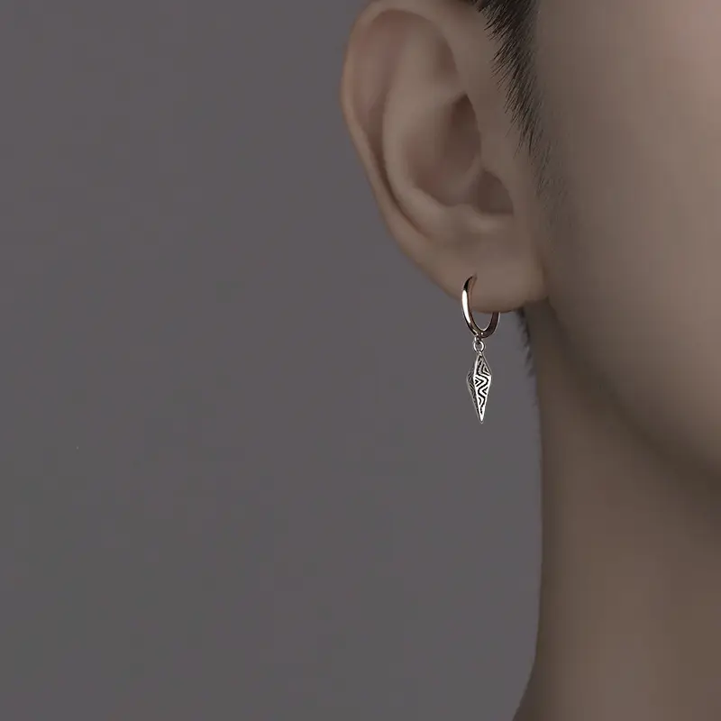 Men's Korean Style Tapered Ear Buckle Earrings - Image 4