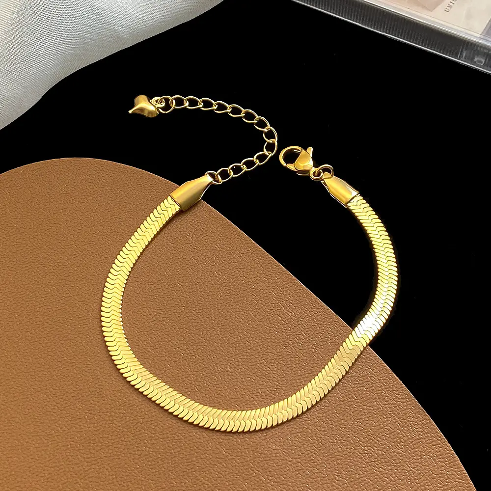 Cold Style Titanium Steel Flat Snake Bone Bracelet for Women