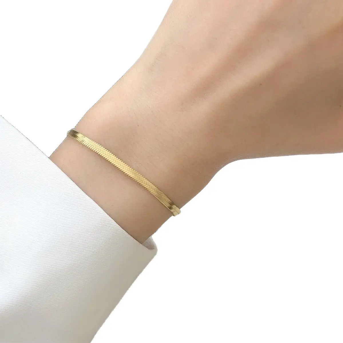 Cold Style Titanium Steel Flat Snake Bone Bracelet for Women