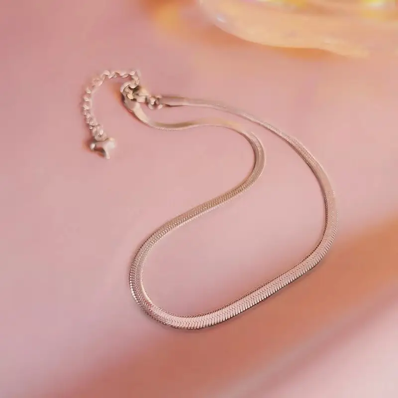 Cold Style Titanium Steel Flat Snake Bone Bracelet for Women