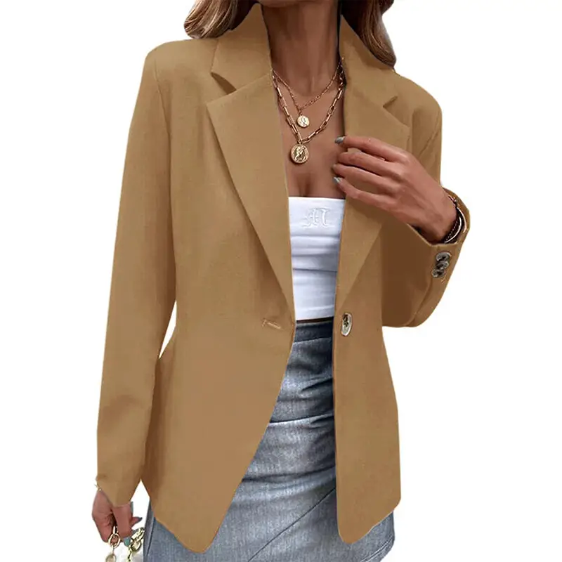 Women's Pink One-Button Suit Jacket Autumn Winter - Image 2