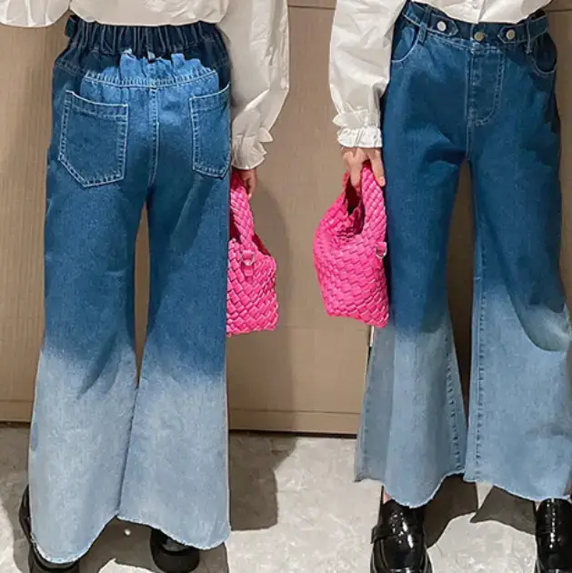 Girls' White Lace Shirt Blue Jeans 2022 Suit - Image 2