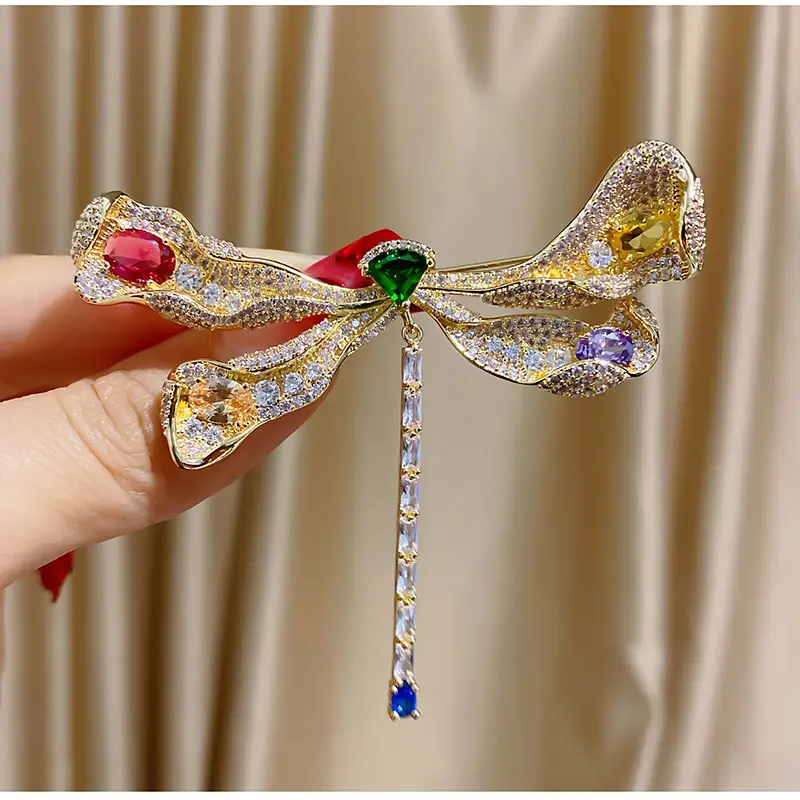 Korean Style Zircon Dragonfly Brooch for Women - Image 2