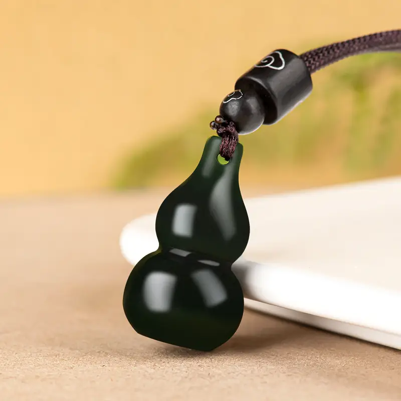 Natural Hetian Jade Gourd Pendant for Men Women