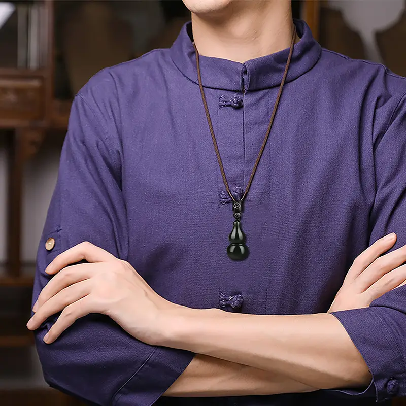 Natural Hetian Jade Gourd Pendant for Men Women