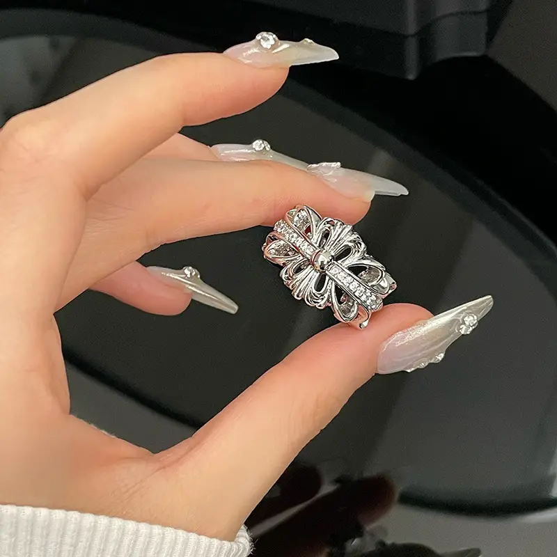 Silver Cross Design Ring for Women Fashion Jewelry - Image 2