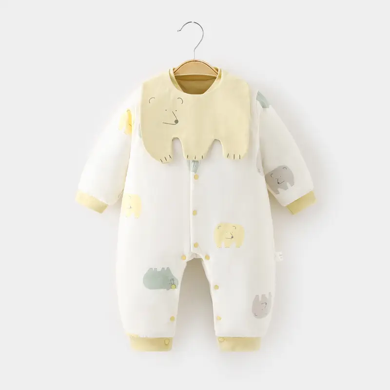 Baby's Cotton Warm Jumpsuit White Blue Newborn - Image 2