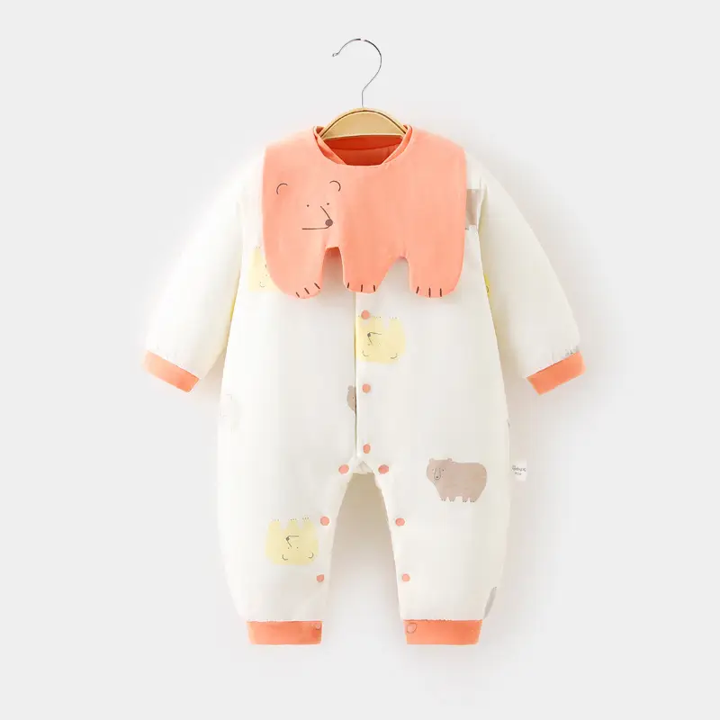 Baby's Cotton Warm Jumpsuit White Blue Newborn - Image 3