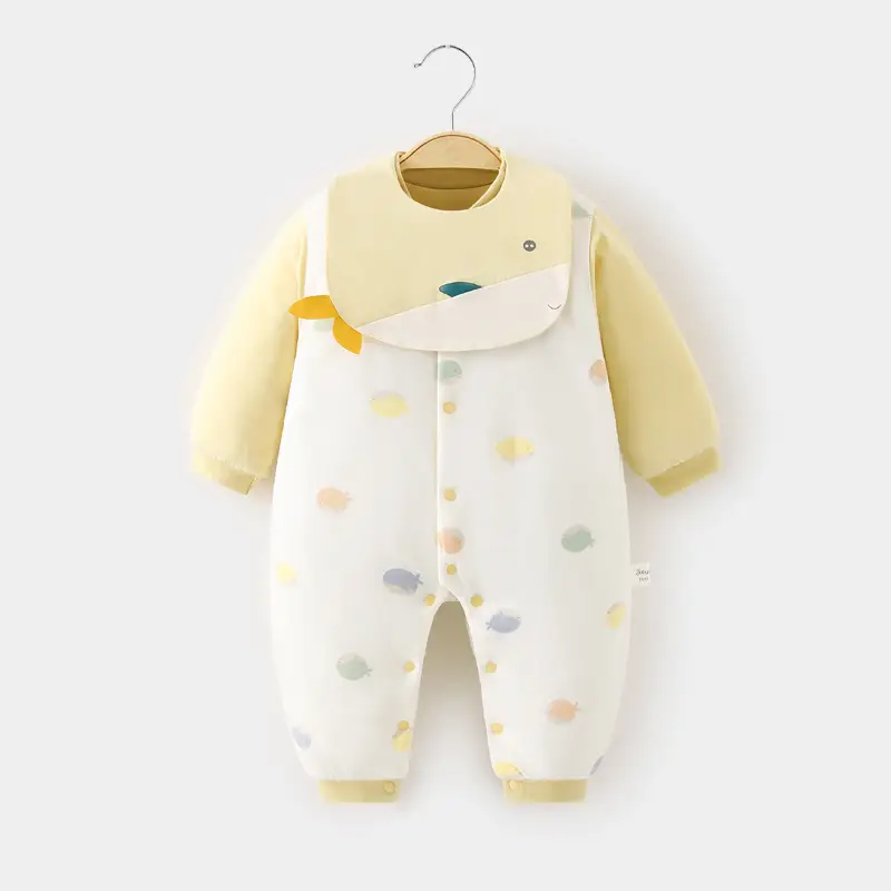 Baby's Cotton Warm Jumpsuit White Blue Newborn - Image 5