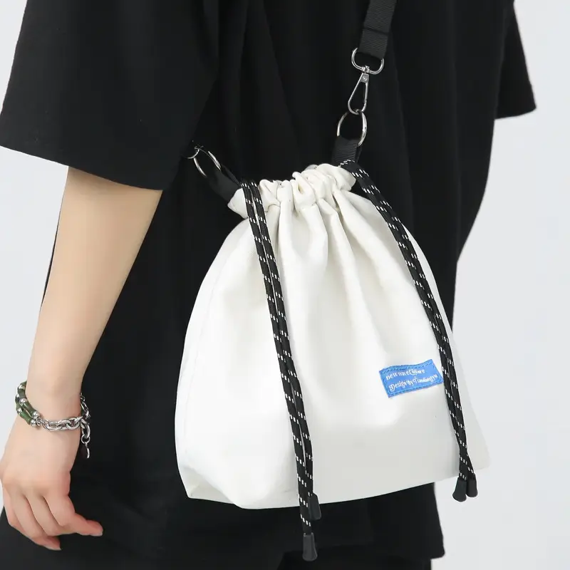 Women's White Drawstring Shoulder Bag 2022 - Image 6