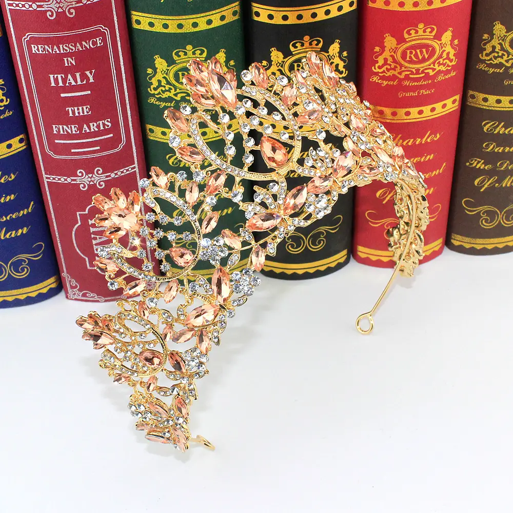 New European Style Bridal Crown with Blue Gemstones - Image 9