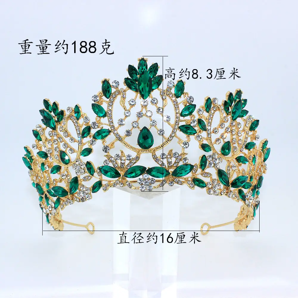New European Style Bridal Crown with Blue Gemstones - Image 10
